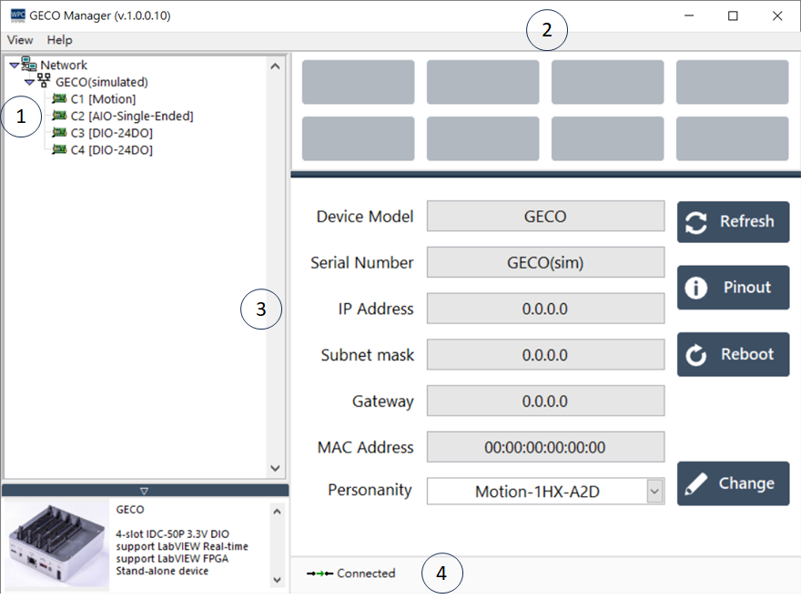 GECO Manager Main Screen
